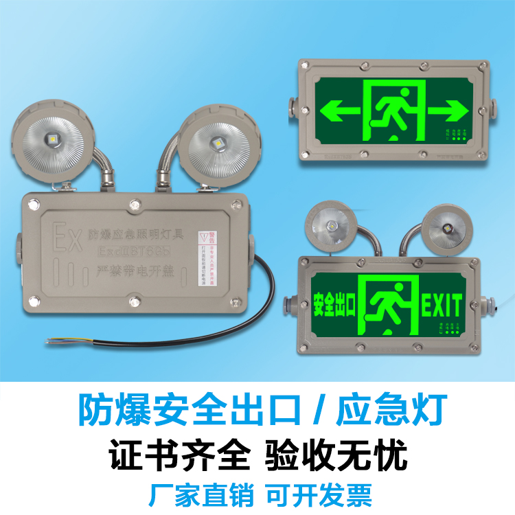 超厚防爆双头应急灯LED 国标标志灯疏散灯安全出口消防应急指示灯