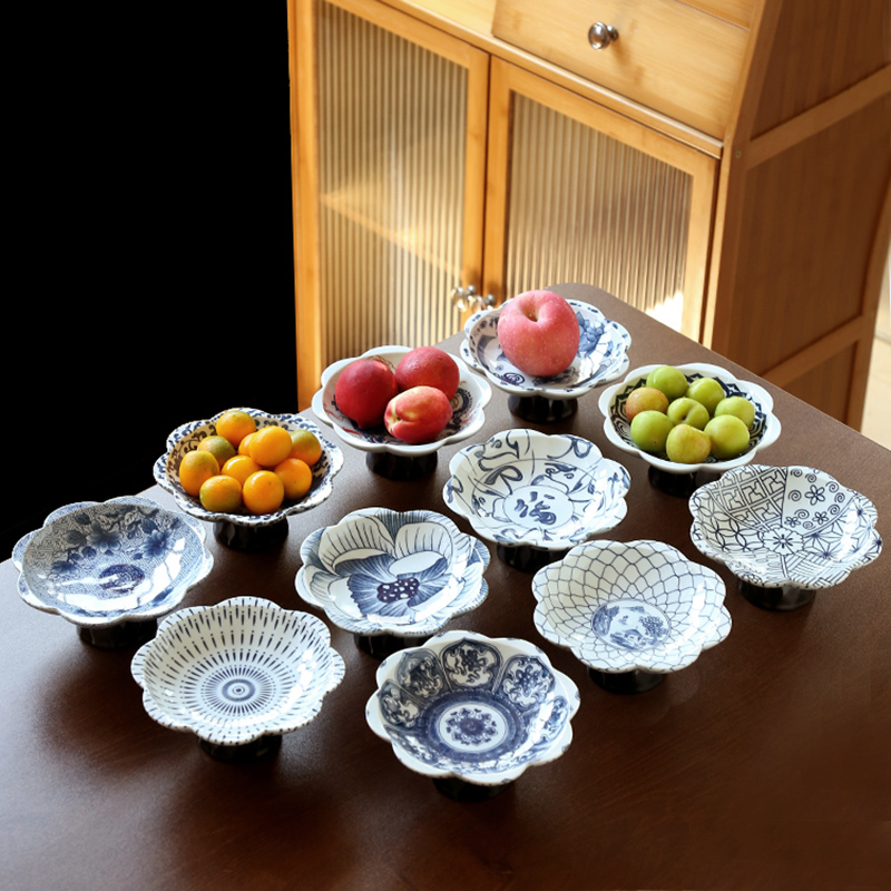陶瓷青花果盘水果盘客厅家用零食点心干果盘茶点收纳盘中式托盘