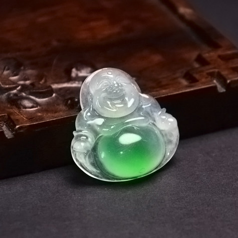 后妹天然 a货翡翠 冰种肚里藏金大肚佛 国检证书 支持复检