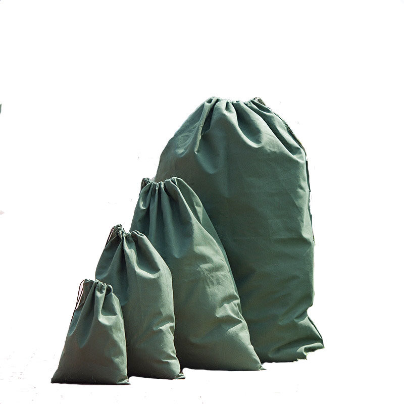 军绿色厚帆布收纳邮政快递中转洗浴搬家抽绳束口大布袋子订制logo