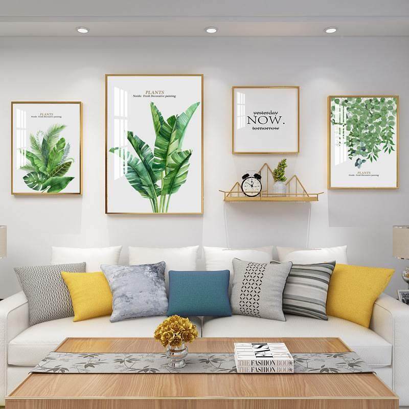 北欧风格客厅装饰画沙发后背景墙面挂画轻奢现代简约组q合麋鹿壁