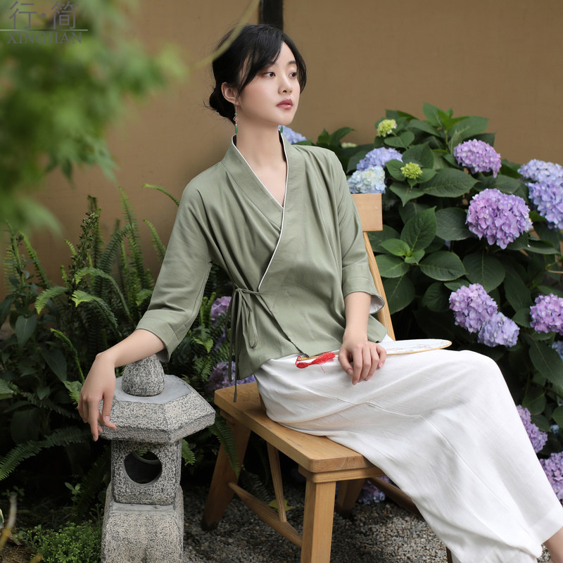 茶服女夏禅服佛系衣服女装禅意改良版汉服上衣唐装女中国风年轻款