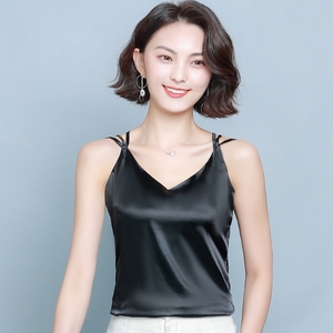 真丝吊带小背心夏季女丝绸缎面性感美背无袖打底衫桑蚕丝内搭上衣