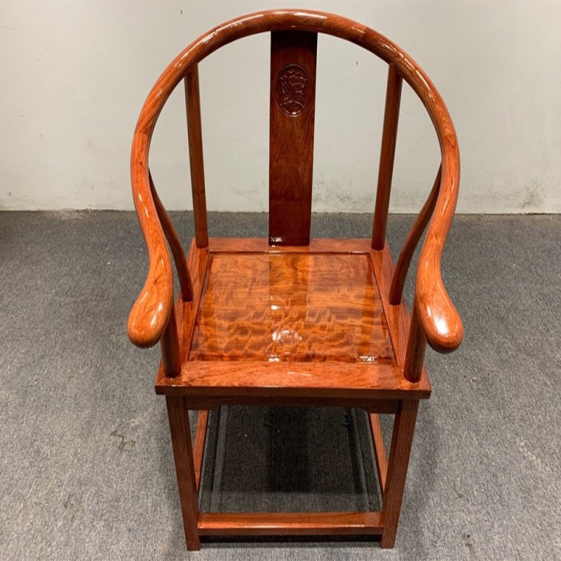 巴花半圈椅巴西花梨木椅子卯榫实木茶椅子奥坎客椅简约现代单人椅