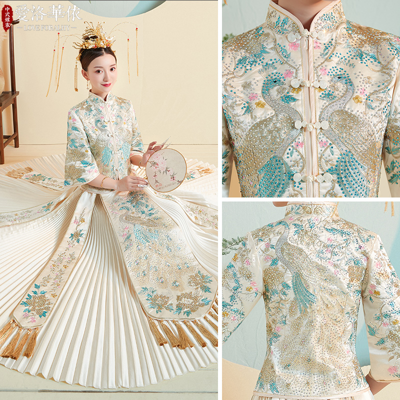 Xiu bride dress 2021 new pattern winter marry Toast clothing Xiu Chinese style Wedding dress full dress Dragon and gown kimonoin the Women's clothing/Boutique , Wedding/Cheongsam/Formal dress , Cheongsam category - from Buy2taobao.com to provide professional Taobao agent buy service
