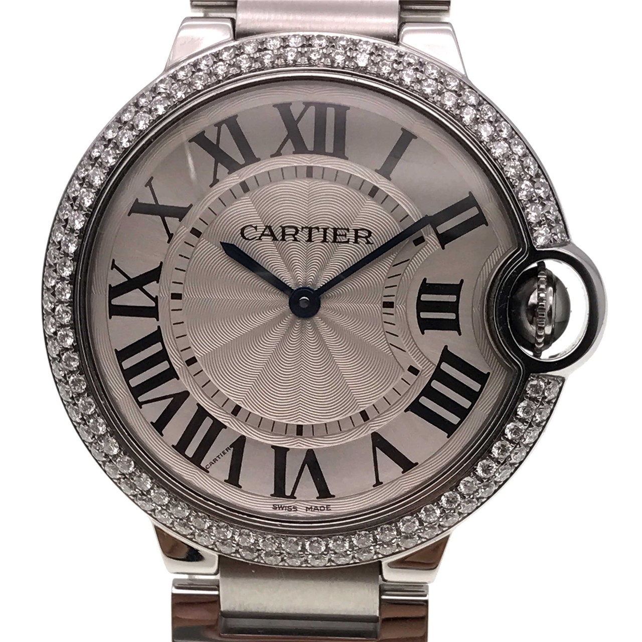 [9.5新]卡地亚蓝气球系列精钢镶钻石英女表