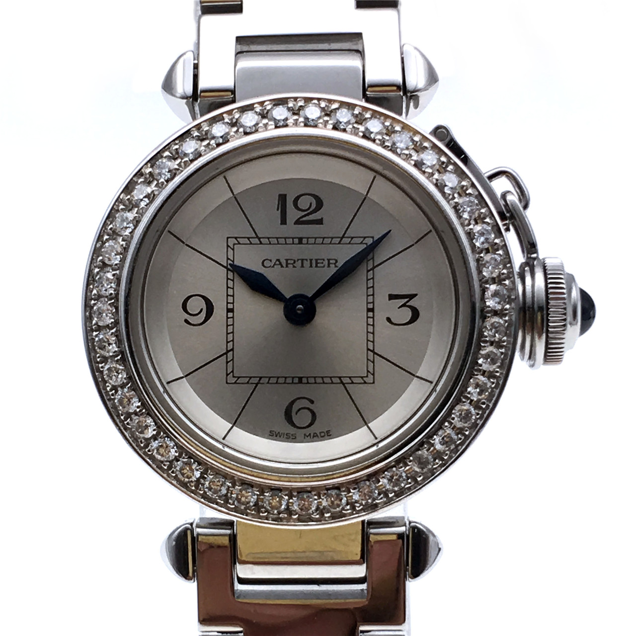 [9.5新]卡地亚帕莎镶钻白面石英女表