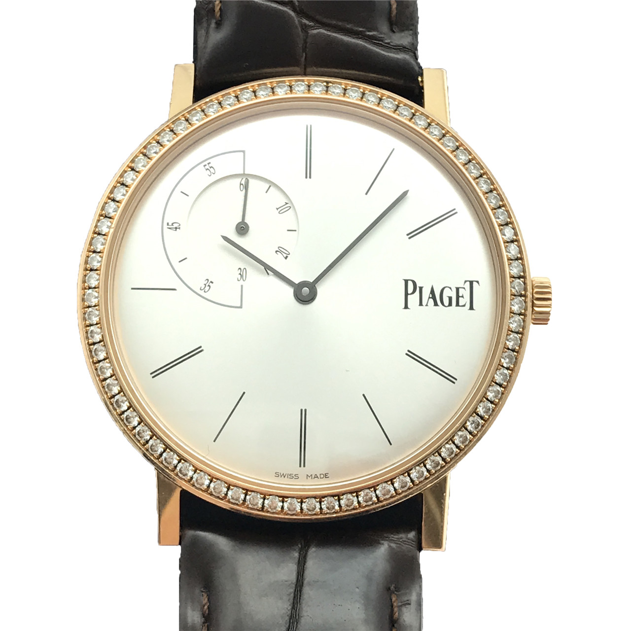 [9.5新]伯爵altiplano系列18k玫瑰金镶钻手动机械男表