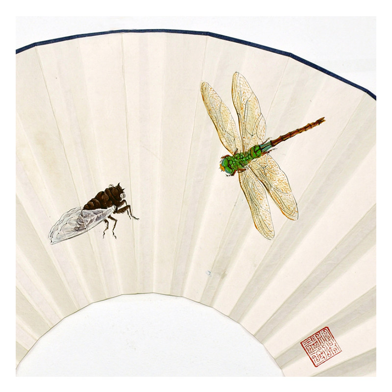 鲁迅美院 关明《听蝉图》成扇扇面