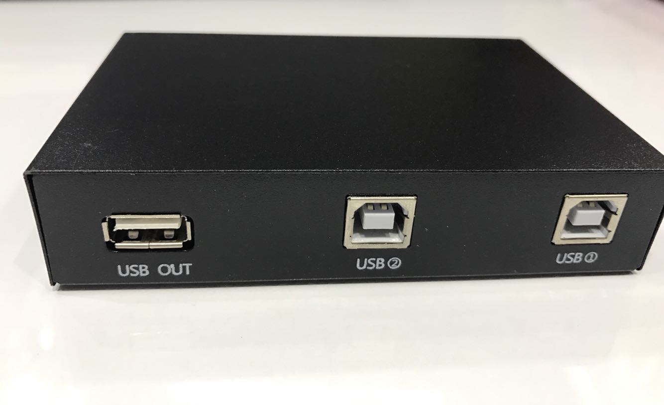 蓝海e线 USB打印机共享转换器2口二进一出两台电脑共用打印机手动