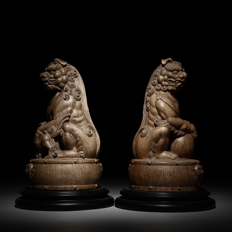 【精选】2600g 2只 海南沉香木雕【祥狮献瑞】收藏送礼佳品