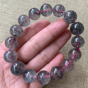 天然黑云母女款水晶手链 异象招财稀有 生命之光幽灵手串饰品礼物