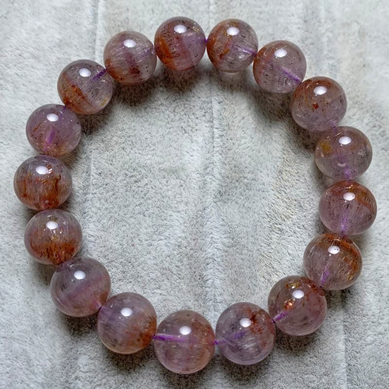 东海水晶卖吧的优惠券大全—天然极光23水晶手链auralite23紫幽灵手串