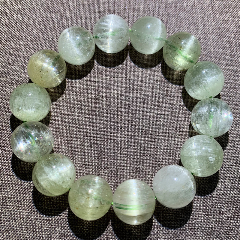 天然冰种透体绿锂辉石猫眼手链小清新水晶情侣手串孔赛石女饰品