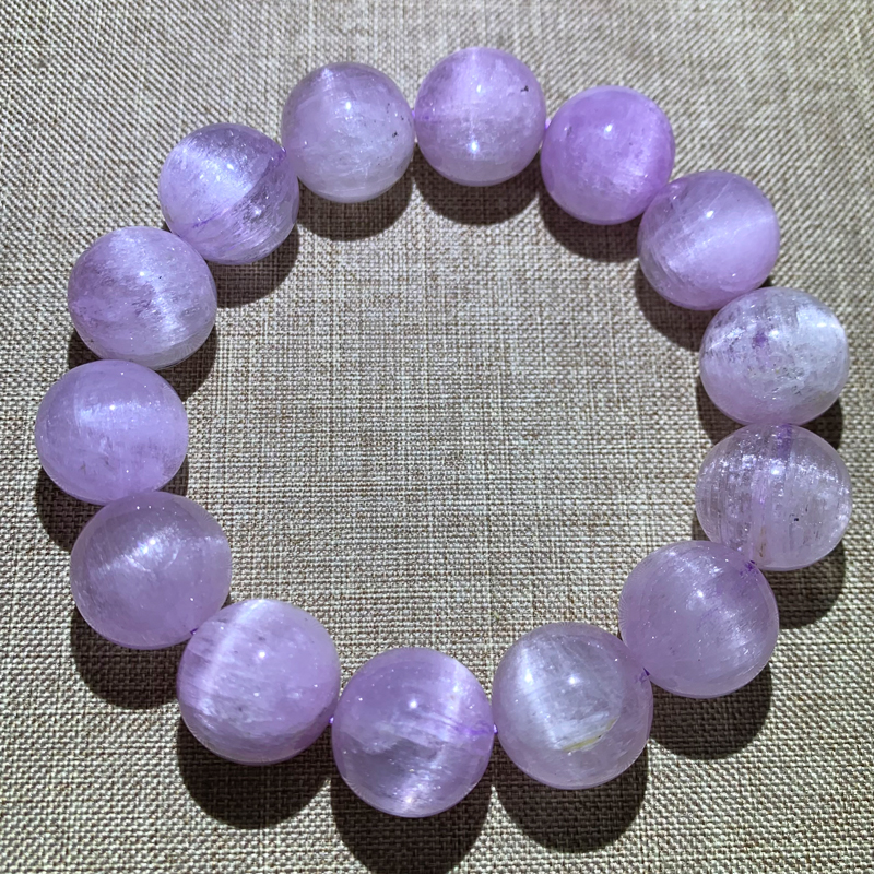 天然冰种老矿紫锂辉手链女猫眼石单圈紫色水晶皇后手串薰衣草饰品