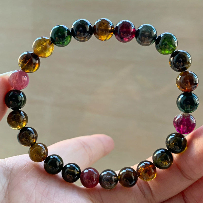 天然老矿巴西黑玫瑰黑美人黑糖碧玺手链水晶手串彩美饰品送女友