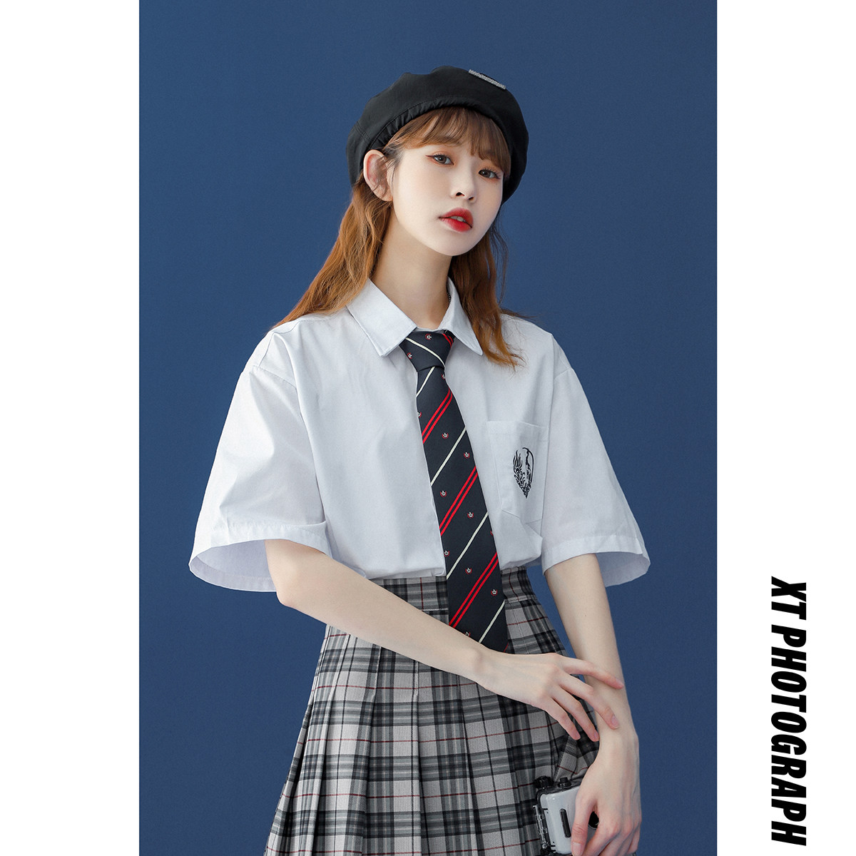 dk制服夏短袖衬衫女学院风班服jk衬衣c555衬衫p45裙子q5p45