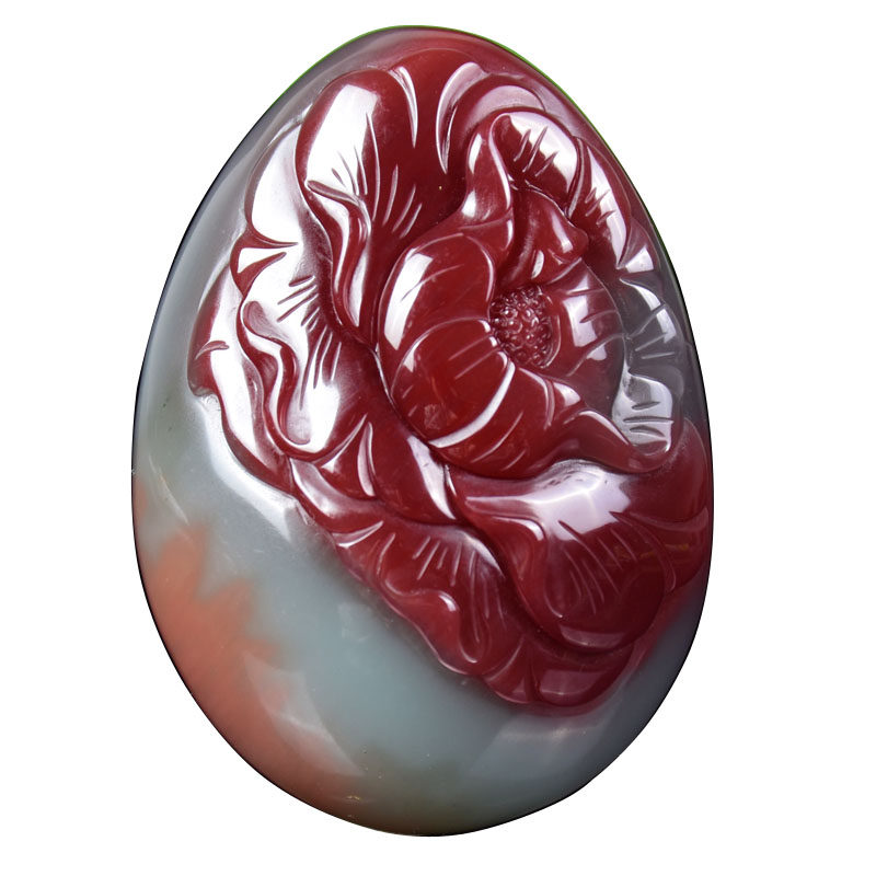 54.61g 紫绿玛瑙 出水芙蓉挂件 省级玉雕大师冀克正大师作品