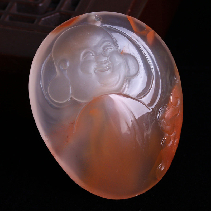 ns2087 17.82g 天然南红玛瑙 弥勒佛 挂件 【云南文博会】