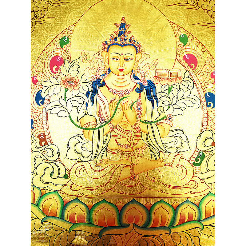 横幅刻金彩绘五方文殊菩萨唐卡1155 kumar lama作品