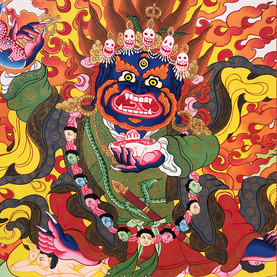 尼泊尔唐卡画师nima lama作品彩绘描金黑袍金刚独尊唐卡5021