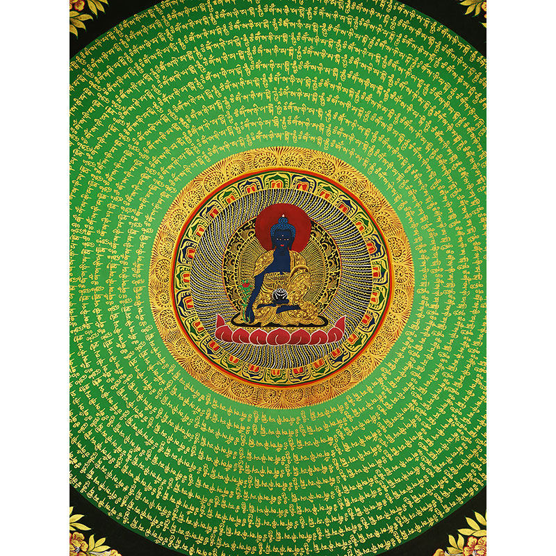 混合金彩绘药师佛坛城唐卡1374 jiban lama作品