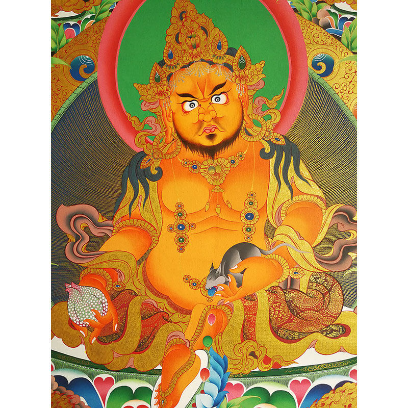 彩绘描金五姓财神多尊唐卡(995) gyamcho lama作品