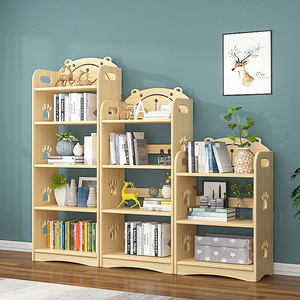 儿童书架简约落地实木家用简易省空间小书柜学生卡通多层置物架子
