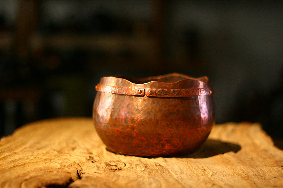 器而不舍铜箍水钵纯铜打出煮茶钵水盂茶洗