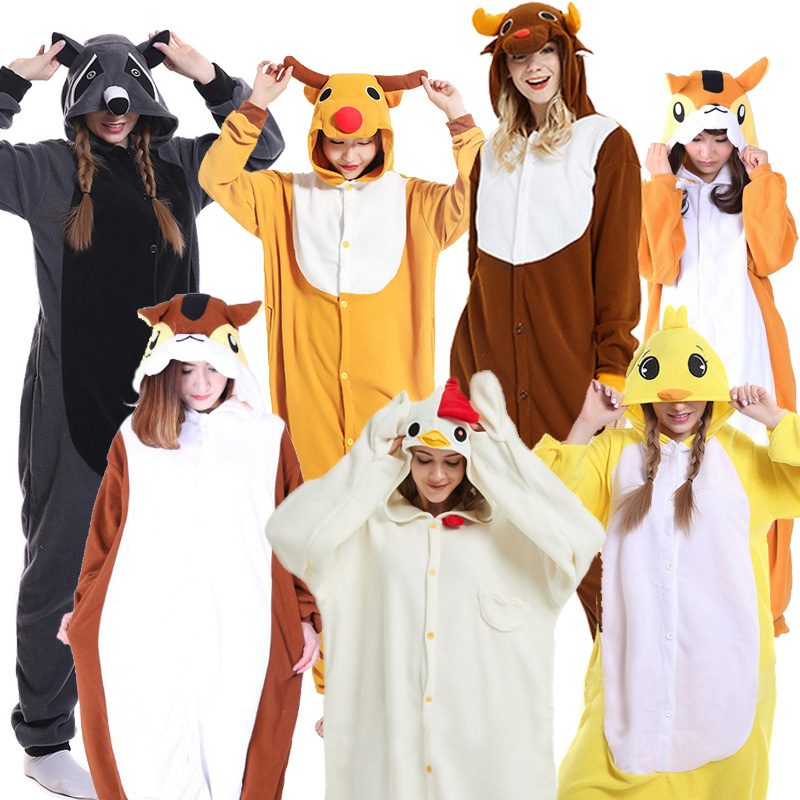 年会演出圣诞鹿男女卡通动物动漫角色浣熊公鸡松鼠派对连体表演服