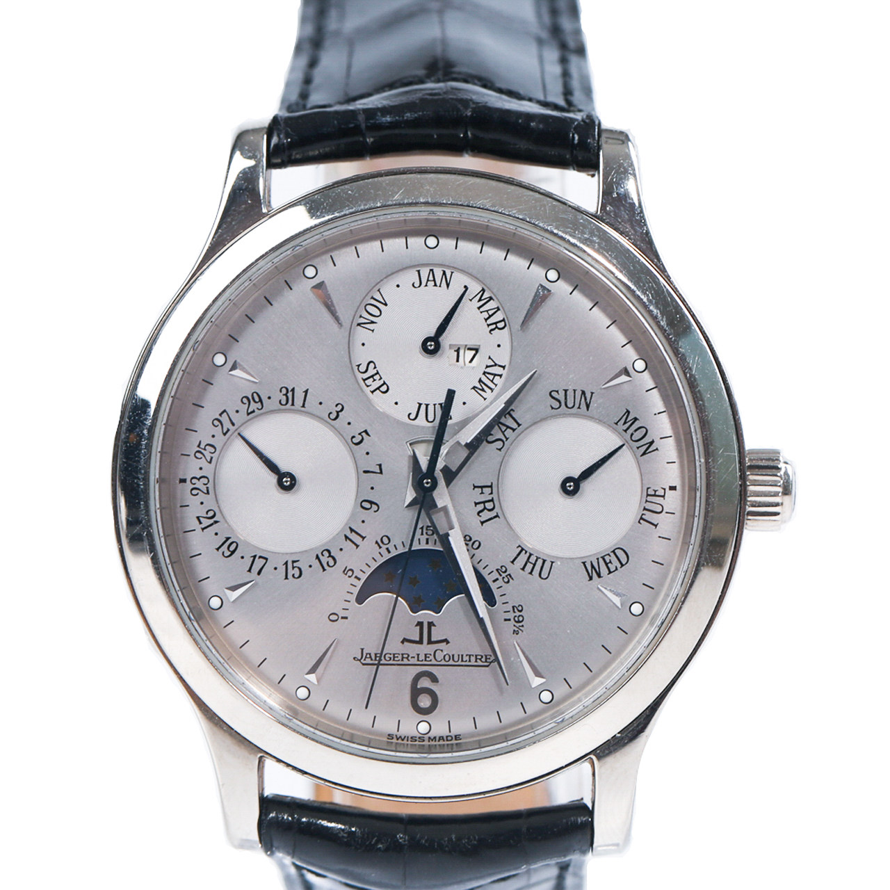 [95新]积家18k白金自动机械男表