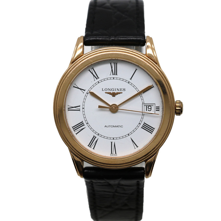 [99新]浪琴18k玫瑰金自动机械男表