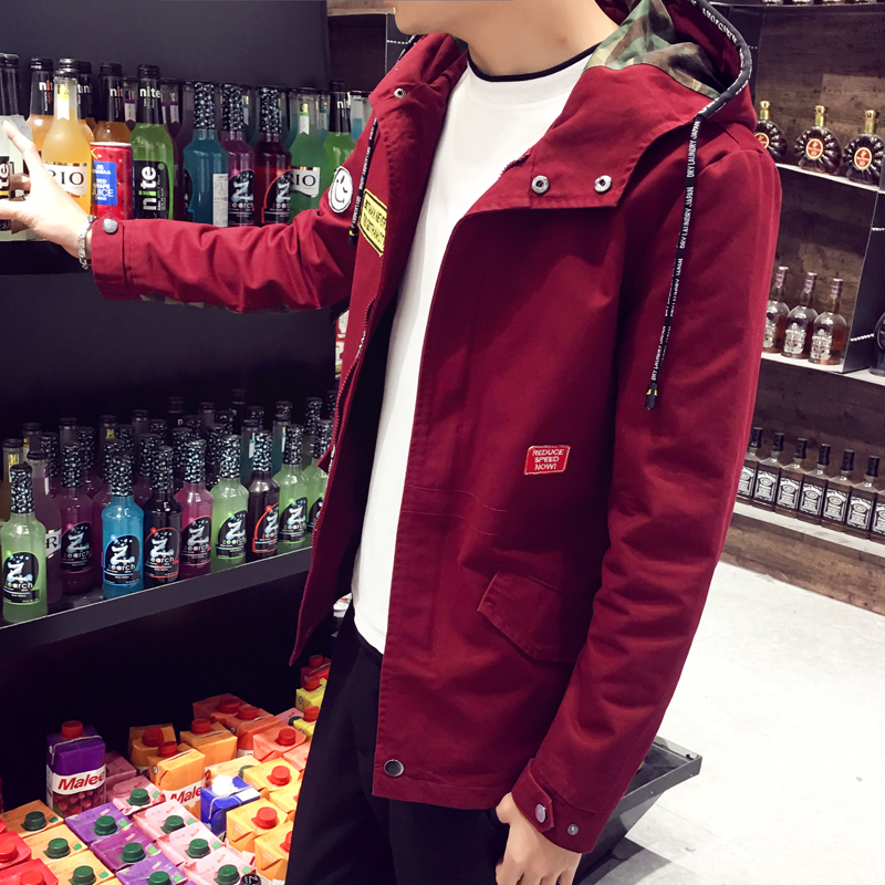 男士外套秋季2017新款鼕裝加絨加厚夾克男韓版潮流修身鼕季外衣服