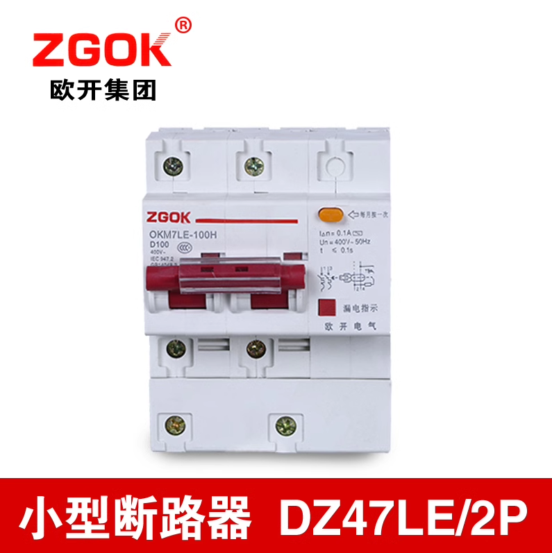 欧开电气 小型漏电断路器DZ47LE-100 NC 2P 80A 100A 125A 保护器