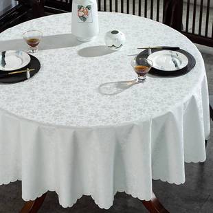 圆桌桌布免洗防水防油防烫pu家用中式餐桌布饭店圆形布艺酒店台布