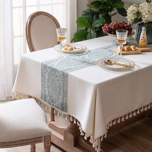 桌布布艺棉麻小清新北欧简约高档轻奢欧式家用书桌餐桌布茶几台布