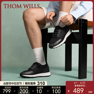 ThomWills透气运动鞋男黑色男鞋跑步鞋休闲网鞋薄款轻便夏季