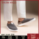 ThomWills男鞋2024夏季新款懒人踩跟休闲板鞋男透气轻便套脚皮鞋