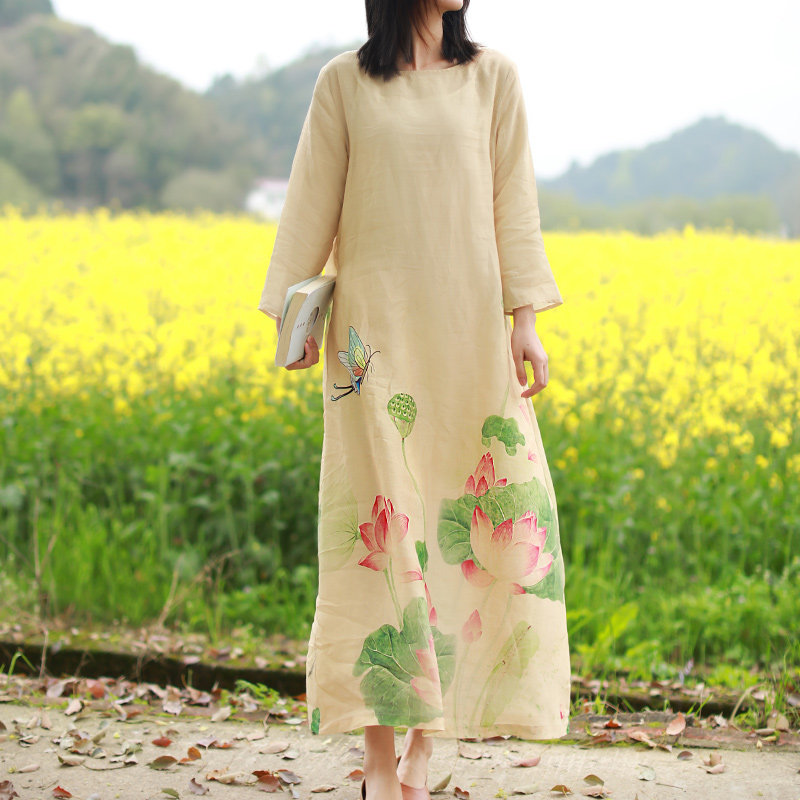 乱在江南棉麻连衣裙