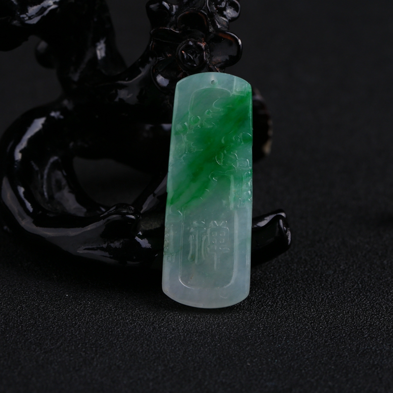 缅甸a货翡翠老坑冰润飘阳绿悟道牌子8.70g