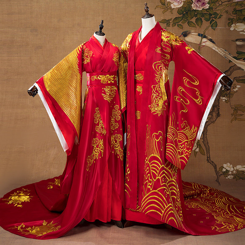 扶摇同款汉服婚服凤冠霞帔拖尾皇后装古装中式婚纱周制婚服演出服