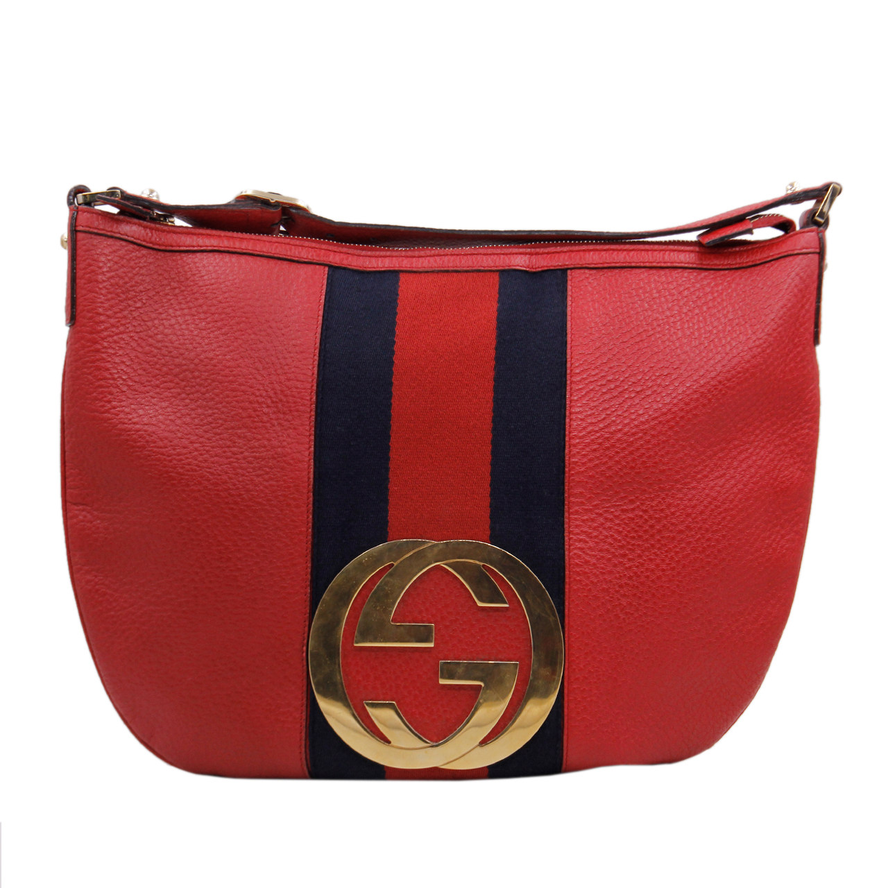 9.0新〕古驰gucci女士红色大金属扣经典款全皮手袋