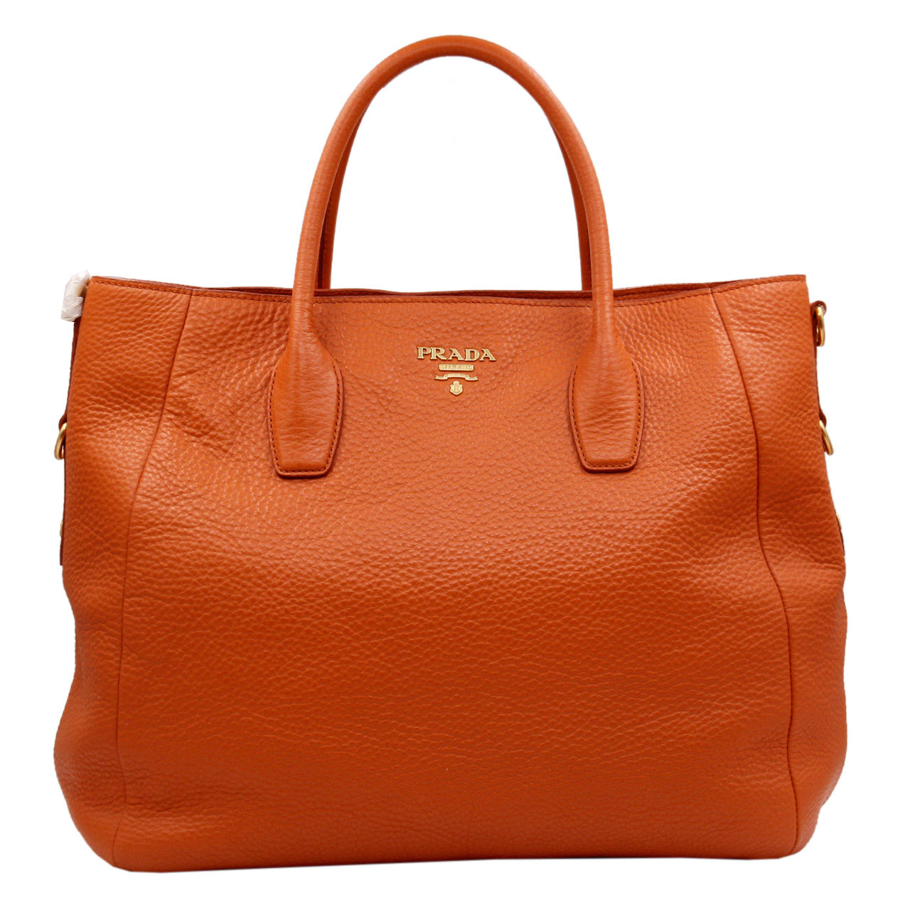 9.5新〕普拉达prada女士橙色牛皮单肩手提包