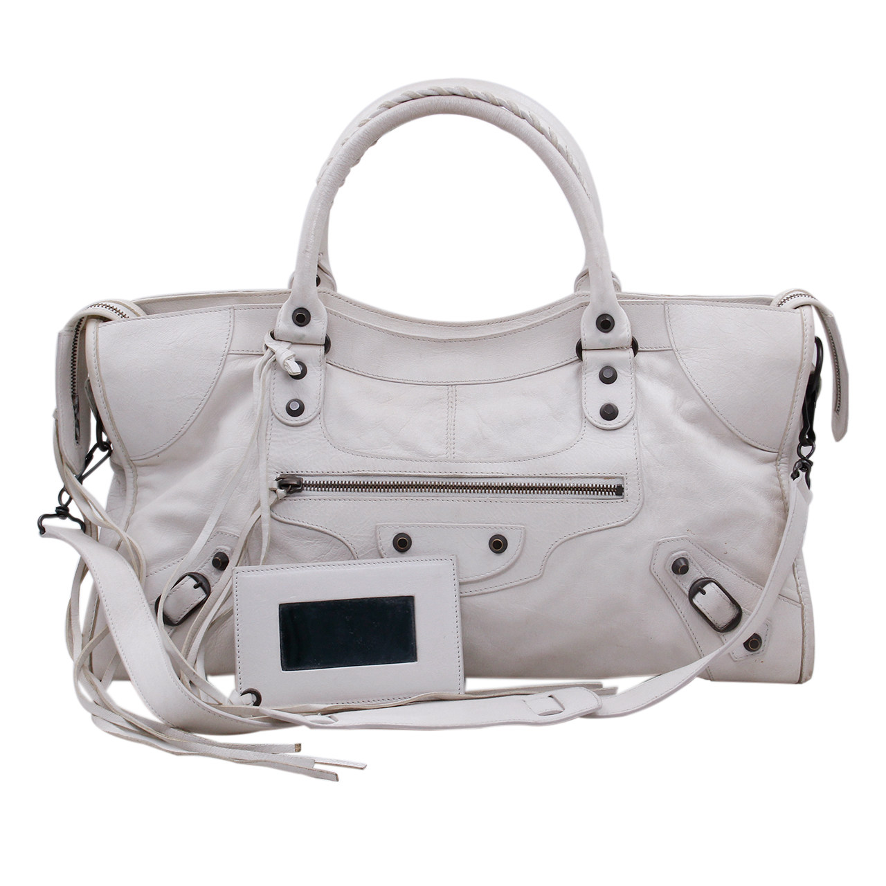 9.0新〕巴黎世家balenciaga女士白色牛皮手提包