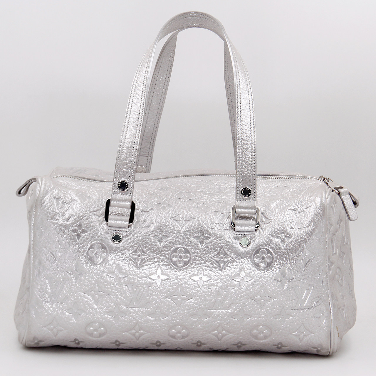 9.8新〕路易威登lv女士银白色珠光牛皮限量版手提包