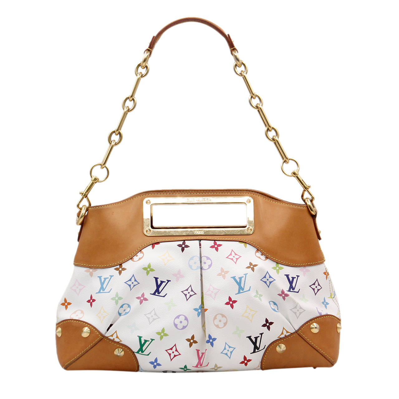 8.5新〕路易威登lv女士白三彩judy单肩包