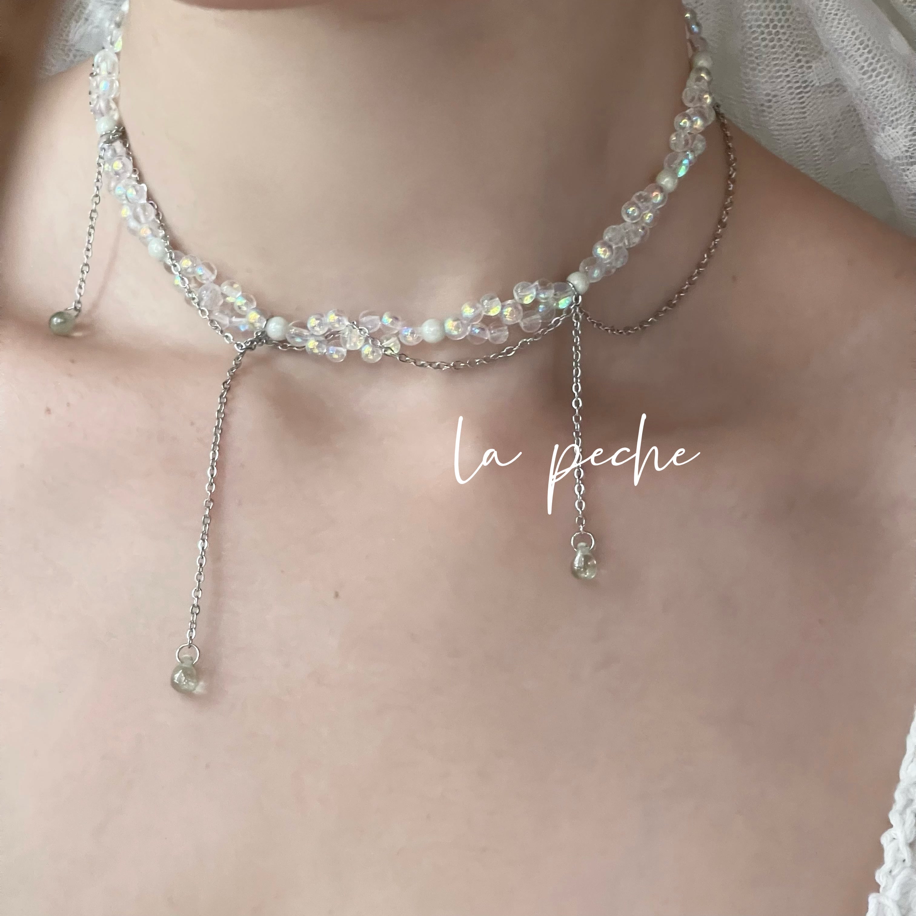 la peche「北极光」原创小众设计仙女多层透明微光串珠项链锁骨链