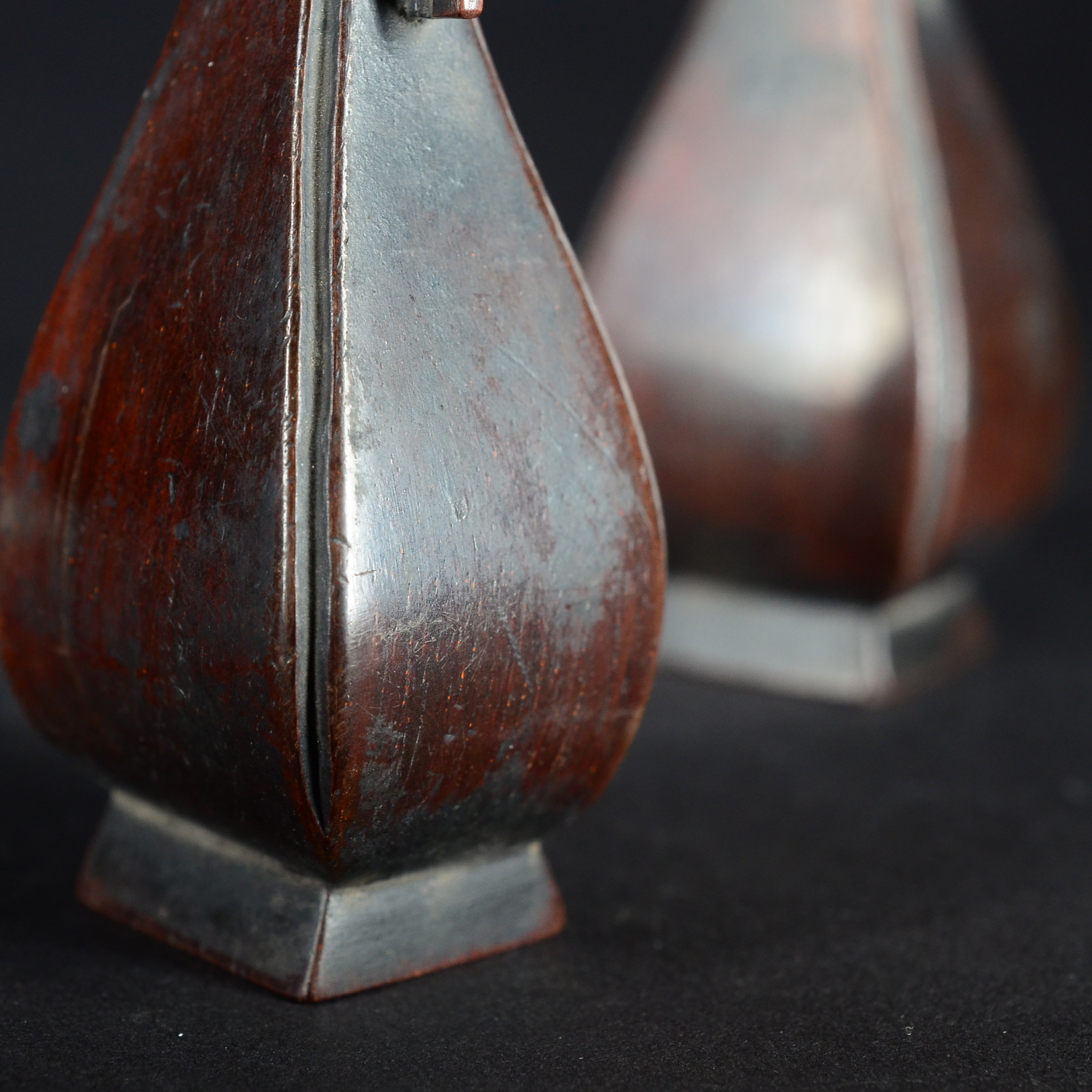 清 黄花梨花插一对 4625