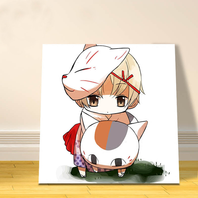 夏目友人帐日本动漫猫咪老师超萌数字油画diy儿童填色油彩画