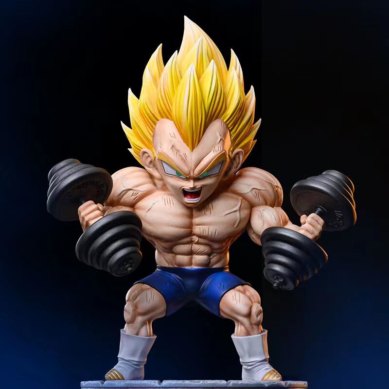日本七龙珠肌肉哑铃贝吉塔健身手办超级赛亚人孙悟空模型摆件礼物